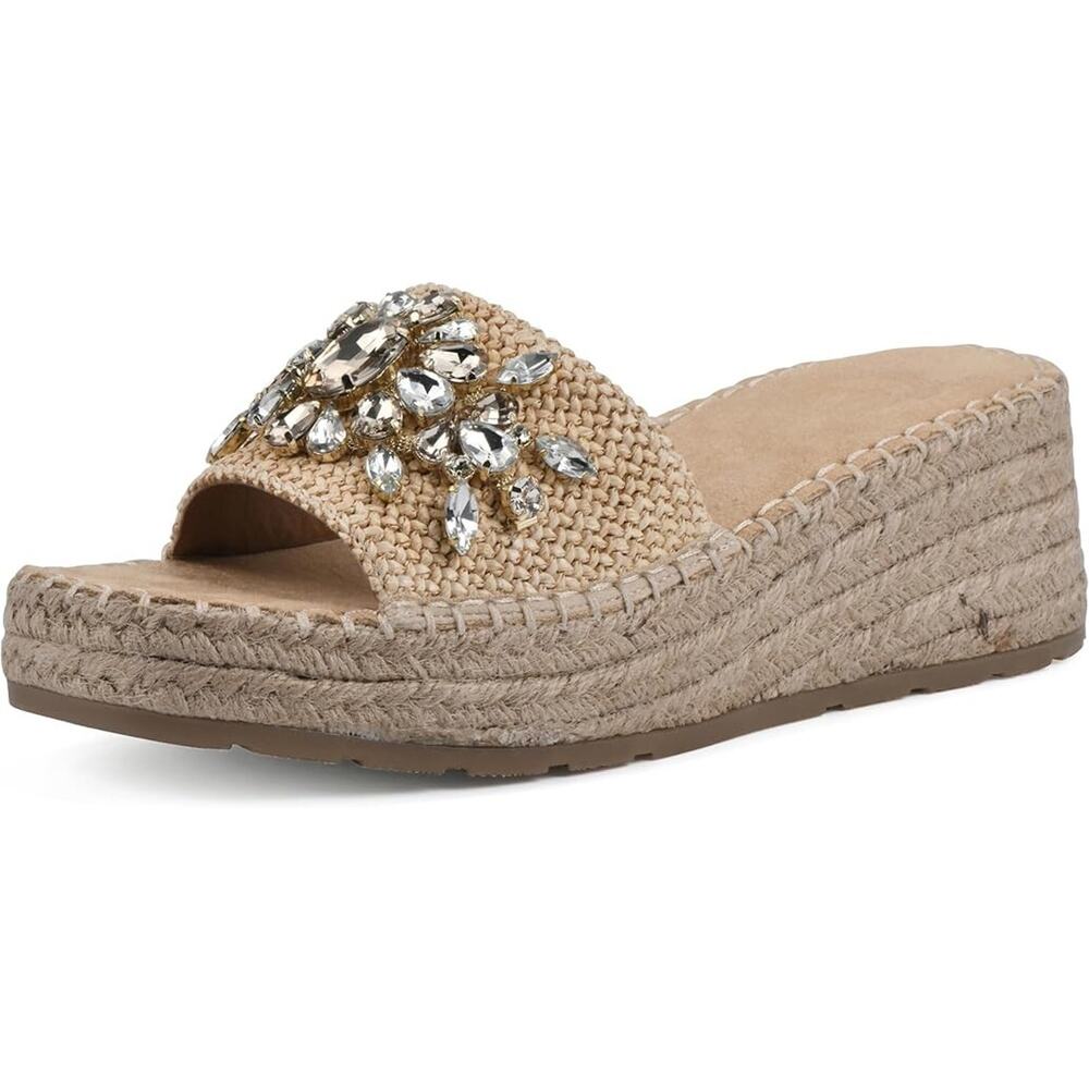 White Mountain Women's Stitch Heeled Sandals, Natural Size 7M